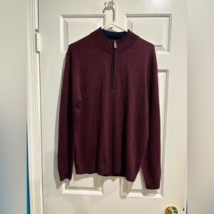 hart schaffner marx merino wool sweater quarter zip sz am maroon